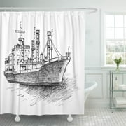 CYNLON Charter Board Cargo Ship Reefer Forwin Original Drawings Cape Bathroom Decor Bath Shower Curtain 60x72 inch