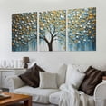 thumbnail image 2 of ONETECH Abstract Tree Canvas Wall Art Colorful Trees Hand Painted Painting Prints Gold Blue Abstract Wall Decor for Living Room Decor Framed 12''x16''X3 Panels, 2 of 4