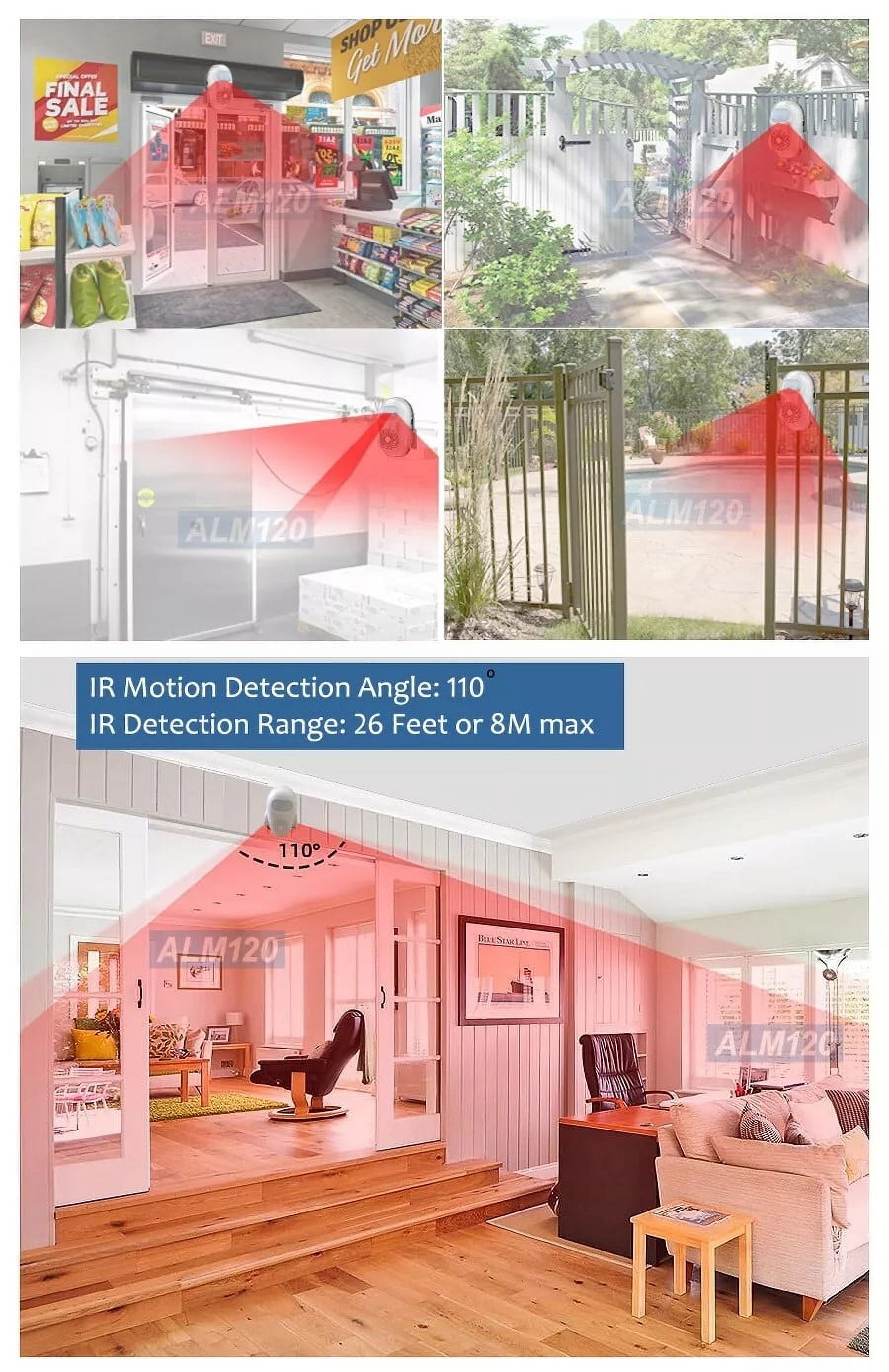 Portable Motion Sensor Alarm Entrance Alert Chime With 125dB Siren Sound And IR Remote