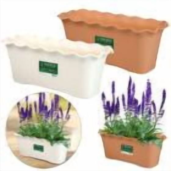 Rectangular Plant Pot – Plastic Wavy Ruffled Edge Flower Pot with Drainage Hole, Large Weather-Resistant Planter for Indoor Outdoor Home Garden Balcony Patio (White)