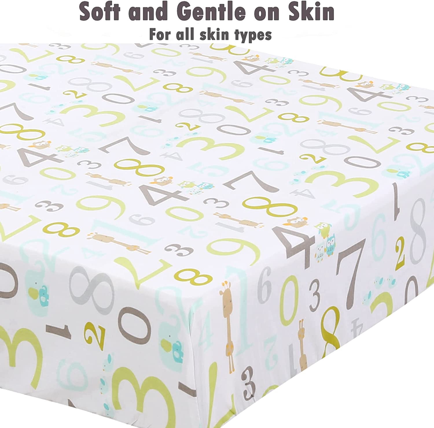 Danica 100% Cotton Fitted Baby Crib Sheet 3 Pack for baby Boys Girls |Standard Crib And Toddler Mattress Sheets | 28x52 Inch (3PK, ABC & 123)