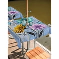 thumbnail image 2 of Outdoor Tablecloth with Umbrella Hole for Patio/Picnic/Party/Camping, Blue Rustic Farmhouse Waterproof Table Cloth Square Cover Washable, Country Turquoise Floral Daisy (54"x 54"), 2 of 9