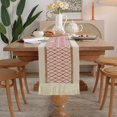 thumbnail image 2 of Table for Home Decor with Tassels 72 Inches Long Farmhouse Rustic Table Runner Cream & Brown Macrame Burlap Fall Table Decoration for Living Room Bridal Shower (12x72 Inches), 2 of 5