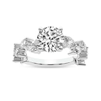 IGI Certified 3 Carat Round Shape Lab Grown Diamond Engagement Ring | 14K White Gold | Hester Petite Side Stone Diamond Ring | FG-VS1-VS2 Quality Friendly Diamonds