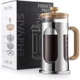 thumbnail image 5 of No-Plastic French Press Coffee Maker 34 oz, Borosilicate Glass Bamboo Lid and Handle Coffee Tea Press 8 cup, 1000ml Coffee Milk Forther with Stainless Steel Holder and Resuable Filters, 5 of 9
