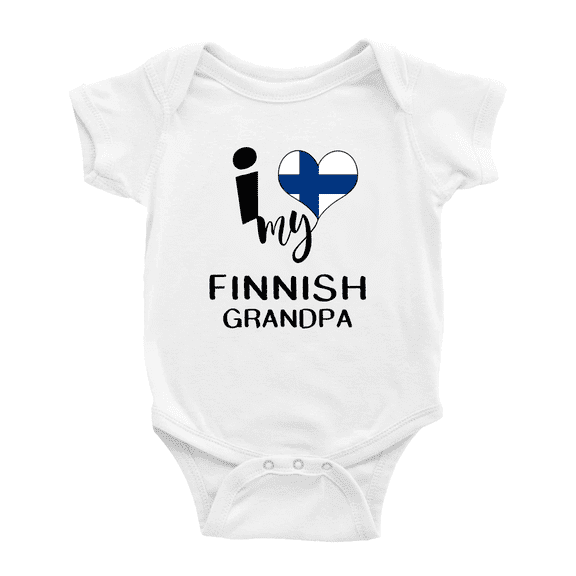 I Heart My Finnish Grandpa Finland Love Flag Baby One-Pieces Baby Bodysuit (White, 12-18 Months)