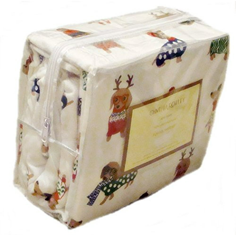 Cynthia Rowley Dachshund Weiner Dog Twin or Full Size Flannel Sheet Set