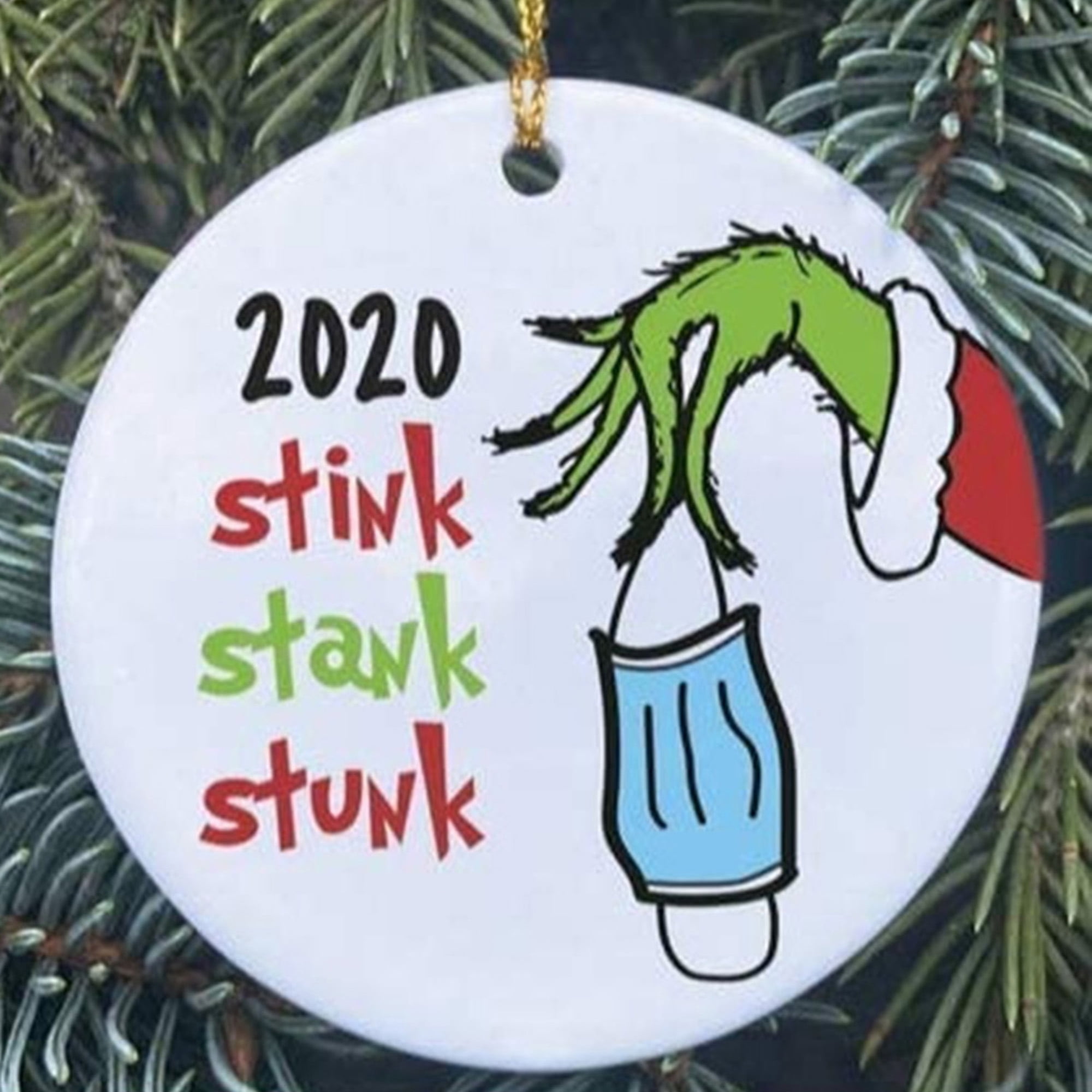 Mr. and Mrs. E Christmas Tree Decorations Hanging Pendant 2021 Grinch Hand Christmas Ornament,Unique Stink Stank Stunk Grinch Ornaments for Christmas Tree Decor