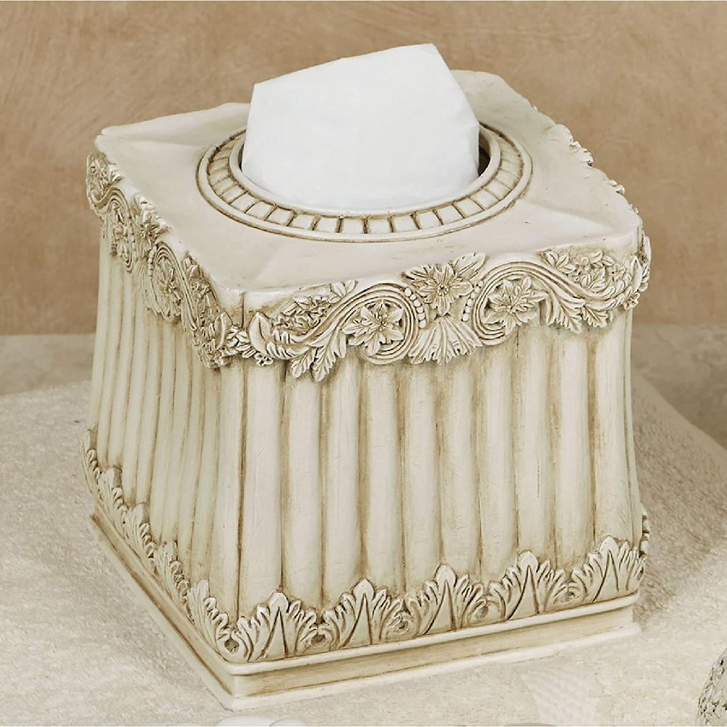 Paper Towel Cover Resin Antique Ivory Hand painted bathroom, en