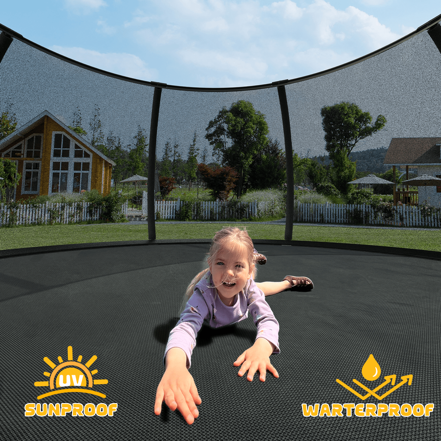Mersco 12FT/14FT Trampoline for Kids and Adults,Pumpkin Outdoor Trampoline with Enclosure and Net,Jumping Trampoline SPACE for Boys and Girls Birthday Gifts,Black