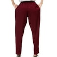 thumbnail image 6 of Ecqkame Womens Straight Leg Pants Solid Color High Waist Business Pleated Trousers Casual Work Dressy Pant with Pockets Wine S, 6 of 6