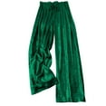 thumbnail image 3 of lcziwo Prime Day Sales, Women's Loose Fit Casual Wide Leg Work Pants Fashion Glitter Party Outfits Drawstring Elastic High Waist Palazzo Pants with Pockets Green XL, 3 of 9