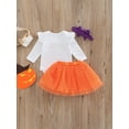 thumbnail image 4 of My First Halloween Embroidery Long Sleeve Romper + Bow Tulle Skirt + Headband 3Pcs Outfits Set, 4 of 9