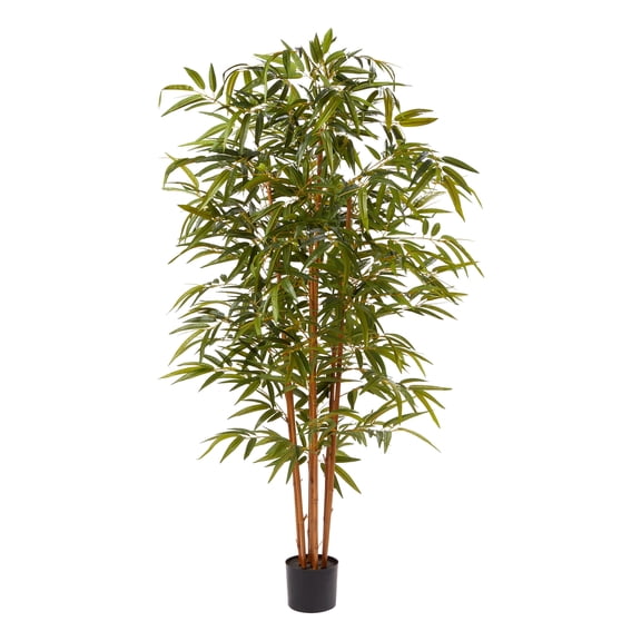 6" Artificial Bamboo Tree with Brown Trunks and Realistic Adjustable Leaves for Indoor Home Decor by Pure Garden