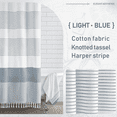 thumbnail image 5 of Psoiuetr Boho Light Blue Shower Curtain for Bathroom Stripe Tassel Fabric Shower Curtain 72 X 72 Inches Farmhouse Linen, 5 of 5