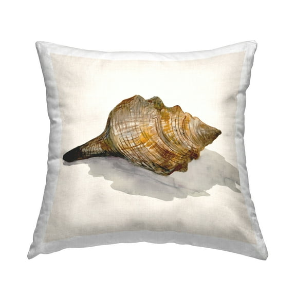 Stupell Industries Conch Shell on Beige Decorative Printed Throw Pillow Design by Jacob Q.