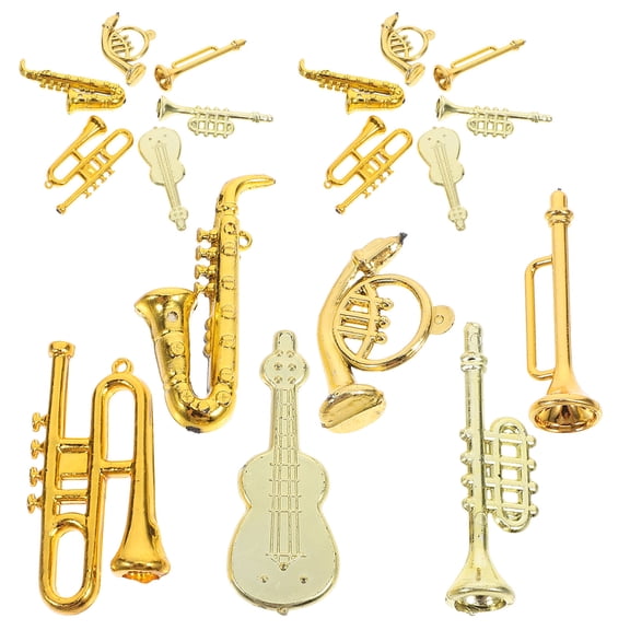 NICEXMAS 24pcs Golden Musical Instrument Decorations Craft Set for Birthday Parties and Celebrations