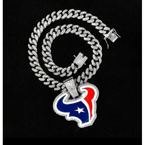 Texans 24-Inch Gem Chain Necklace - Silver Finish - Houston Fan Jewelry for Game Day & Gifts