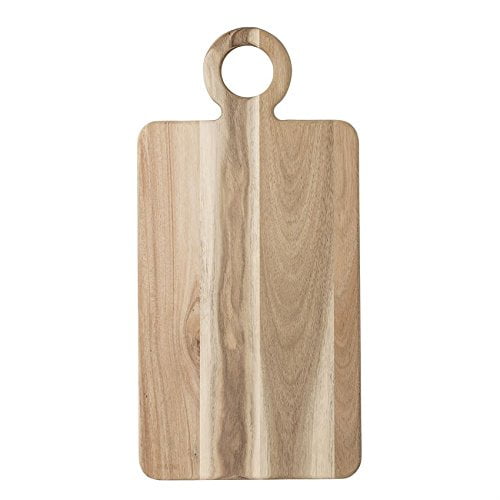 Bloomingville Rectangular Acacia Wood Cutting Board Tray with Circle Handles Natural
