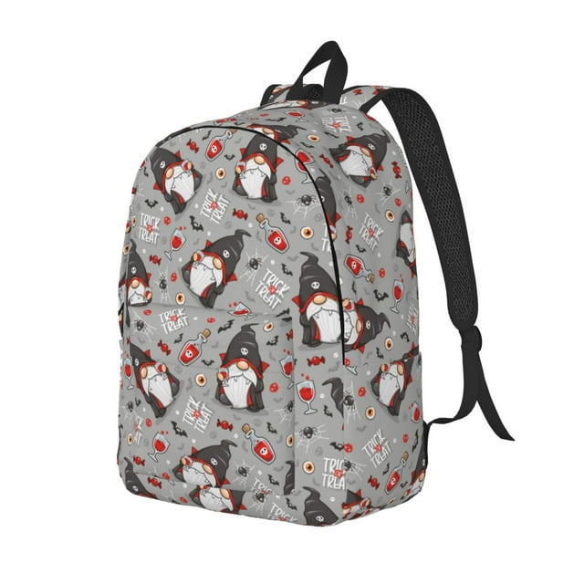 Vsdgher Halloween Gnome Print Canvas Backpack Travel Rucksack Unisex Knapsack 15.7/17.7Inch Laptop Backpack for Work,College-Medium