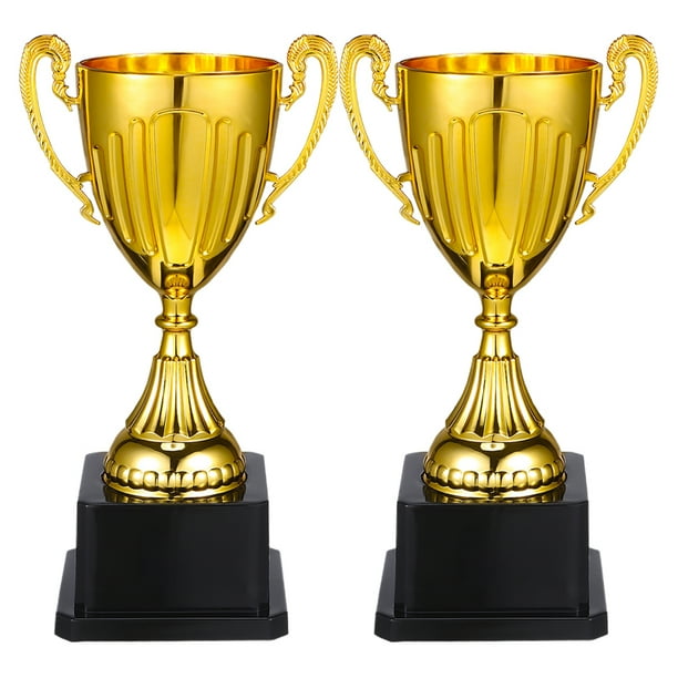 KAKOWELY 2 mini copas de trofeo para niños, para competiciones de fútbol, baloncesto y fútbol. Trofeos de plástico con base negra para celebraciones y fiestas.