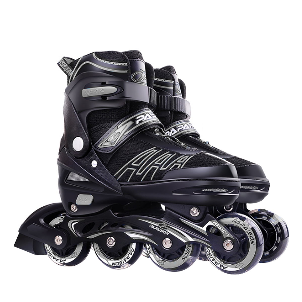 Black Adjustable Inline Skates Light Up Wheels, for Kids and Adults