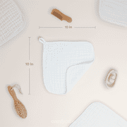Comfy Cubs Baby Washcloths, Muslin Cotton Baby Towels, Large 10”x10” Wash Cloths (White, Pack of 10)