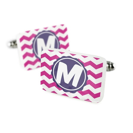 Cufflinks Monogram MPink Purple ChevronPorcelain Ceramic NEONBLOND