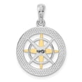 thumbnail image 3 of Auriga Fine Jewelry 925 Sterling Silver Rh-plated Small Compass with 14K Needle Pendant for Women (L -25 mm), 3 of 6