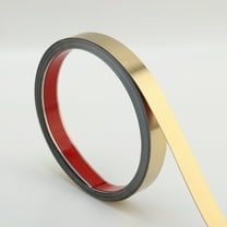 Wall Trim Molding, Peel and Stick Stainless Steel, Flexible Self-Adhesive Metal Trim for Mirror Frame, Fireplace and Microwave Gap Filler, Brushed Gold