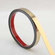 Wall Trim Molding, Peel and Stick Stainless Steel, Flexible Self-Adhesive Metal Trim for Mirror Frame, Fireplace and Microwave Gap Filler, Brushed Gold
