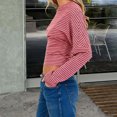 thumbnail image 4 of Wowcloth Women's Striped Bell Sleeve Knit Top, Round Neck with Cinched Waist for Casual and Daily Wear, 4 of 5