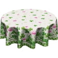 thumbnail image 1 of St Patrick''s Day Shamrock Tablecloth Round 60 Inch Clover Floral Table Cloth Wrinkle Resistant Table Cover for Holiday Party Dinner Decor, 1 of 8