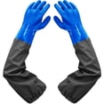 thumbnail image 1 of Guantes Largos de Goma Guantes Resistentes a Productos químicos hasta el Codo con Forro de algodón Guantes Impermeables 70 cm, 1 of 5