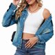 thumbnail image 1 of Chaqueta Vaquera Básica de Larga, Ajustada, Elástica y con Botones para Mujer Azul L, 1 of 7