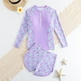 thumbnail image 2 of Wxirdiow Swimming Suit for Kids Girls Swimsuit Long Sleeve Rash Guard Sets Two Piece Bathing Suits Purple Size,8-9 Years, 2 of 7