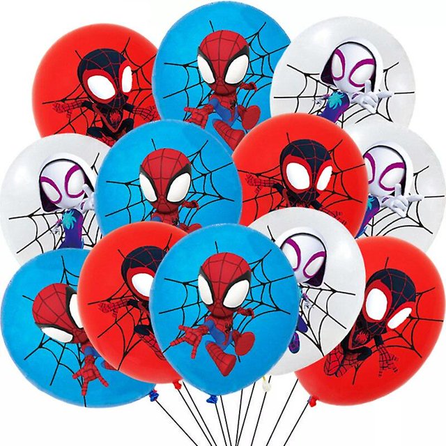 Spidey And His Amazing Friends 12 Inch Latex Balloons Spiderman Birthday Party Decorations For Kids Baby Shower Party Supplies zhangyuxiang LED
