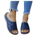 thumbnail image 3 of asdoklhq Sandals for Women Clearance Under $10,Women Summer Slip-On Wedges Beach Open Toe Breathable Sandals Embroidery Shoes, 3 of 8