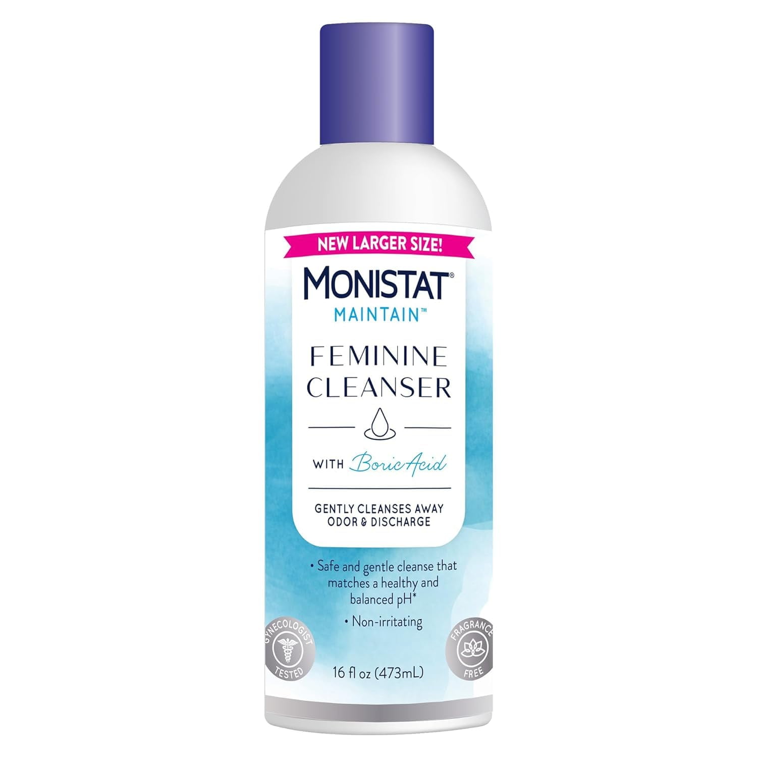 Monistat Maintain Feminine Cleanser Wash, Fragrance Free, 16 fl oz, 1 CT (3-Pack)