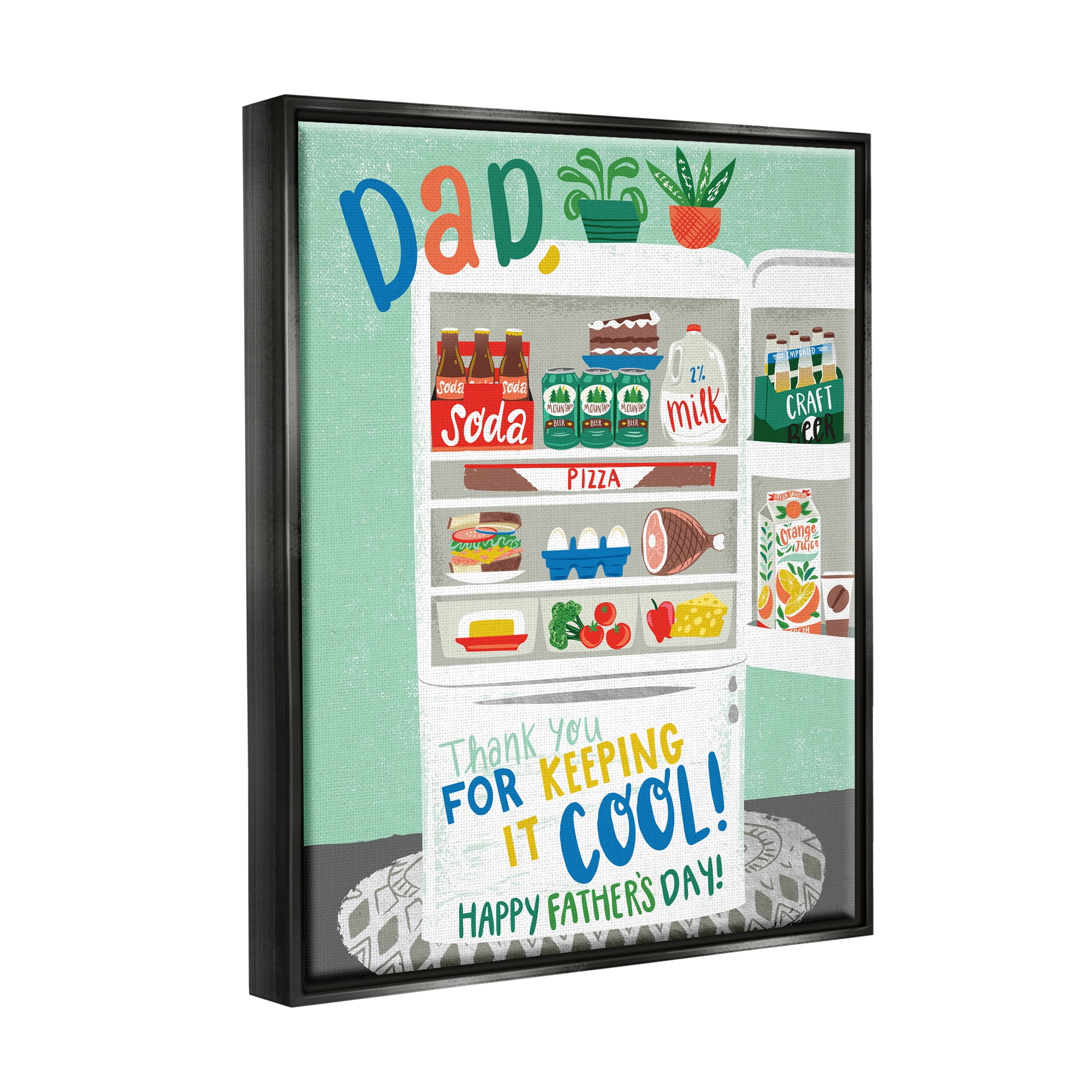 Stupell Industries Keeping It Cool Father's Day Holiday Painting Black Floater Framed Art Print Wall Art