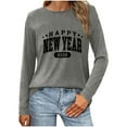 thumbnail image 4 of Ailaofu New Years Eve Outfits Women,Women's Casual Long Sleeve Round Neck Happy New Year 2026 Printed Graphic Plus Size Tops, 4 of 6