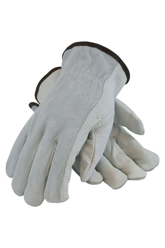 Top-Grain Leather Drivers Gloves With Shoulder-Split Cowhide Leather Back, Small, Gray | Bundle of 5 Pairs
