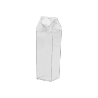Etereauty Water Bottle Milk Carton Clear Bottles Square Container Plastic  Cup House Shaped Beverage Transparent Tea Flat