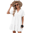 thumbnail image 5 of Short Sleeve V Neck Ruffle Hem Dress White S, 5 of 7