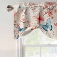 thumbnail image 5 of Tie Up Valances for Windows, Blue Pink Butterfly Adjustable Valance Curtains Window Treatment for Living Room/Bedroom, Vintage Rustic Botanical Floral Rod Pocket Kitchen Curtains & Drapes 54x18 Inch, 5 of 9