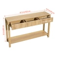 thumbnail image 2 of VEVOR 47 in Console Table, Farmhouse Desk Behind the Couch with Drawers and Bottom Storage Shelf, Wooden Rectangle Entrance Narrow Sofa Table for Hallway, Bedroom, Living Room, Foyer, Burlywood, 2 of 9