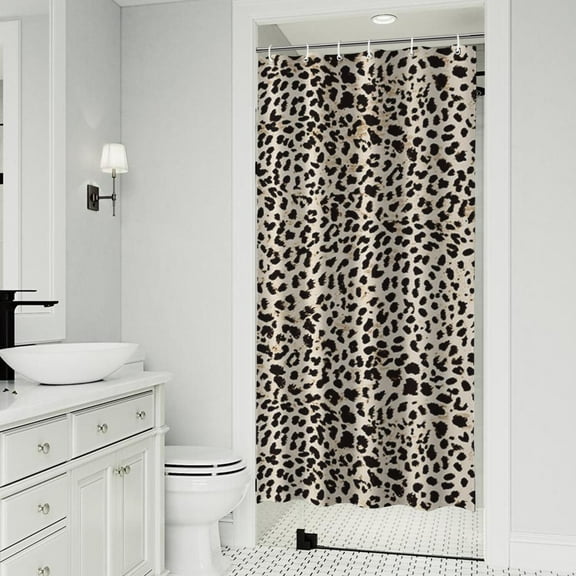 Black and Tan Leopard Print Shower Curtain 36"x72" ,Bathroom Decorative Shower Curtains Set with 12 Hooks,Modern Waterproof Washable Shower Curtain