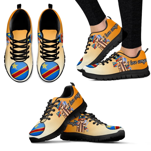 Chaussures Dégradées pour Femmes Imprimé Drapeau Congo Printemps Été Confort Chaussures Plates Blanches Espadrilles de Mode