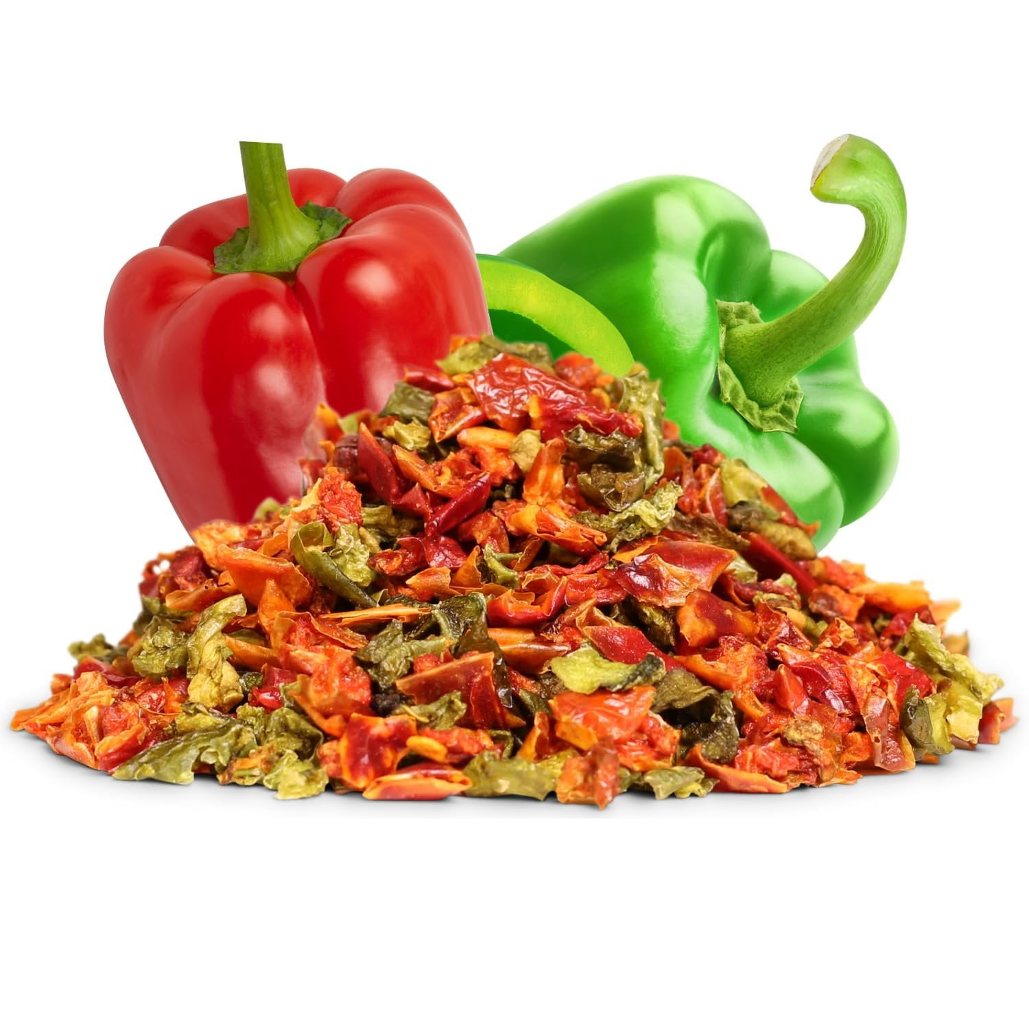 Dehydrated Dried Red and Green Bell Peppers Mix by It's Delish -  16 Oz 1 lb Jumbo Reusable Container - Sealed to Maintain Freshness - Chopped & Dried Vegetable Spice Seasoning