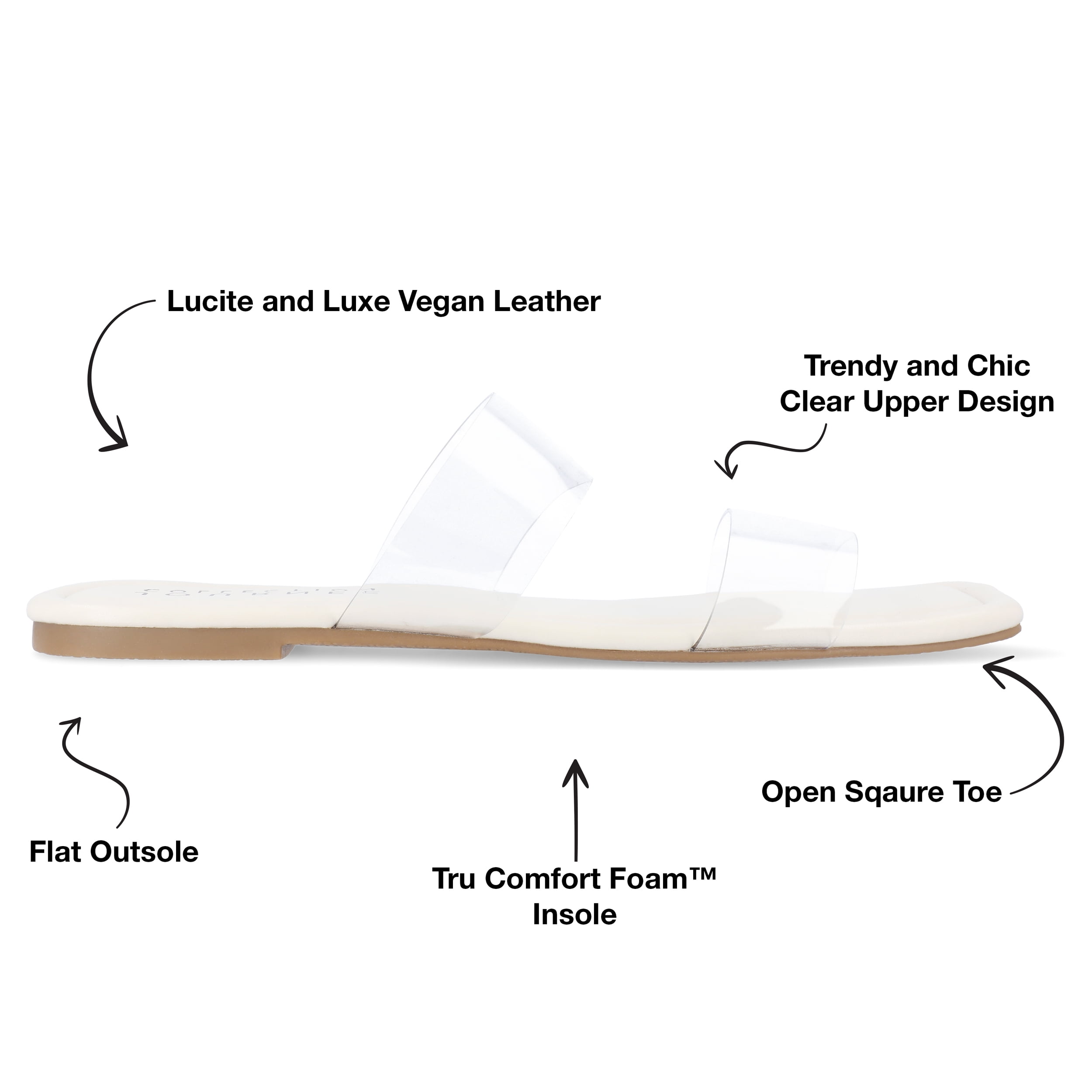 Journee Collection Womens Amata Tru Comfort Foam Lucite Strap Slide Sandals
